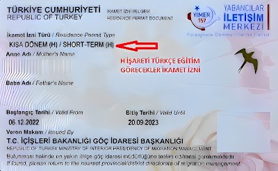 İkamet İzninin Arkasındaki Harflerin anlamı nedir