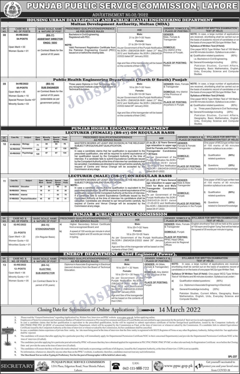 PPSC Punjab Public Service Commission Jobs 2022 in Pakistan