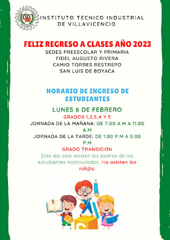 Ingreso a Clases estudiantes de primaria y pre escolar.