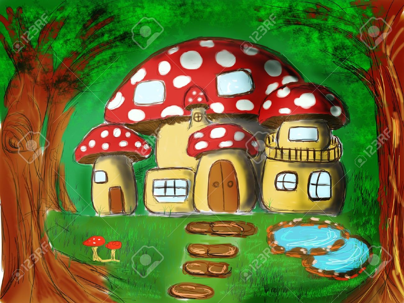 Mushroom House Wallpaper