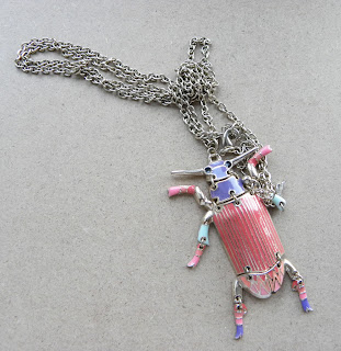 Big beetle pendant necklace