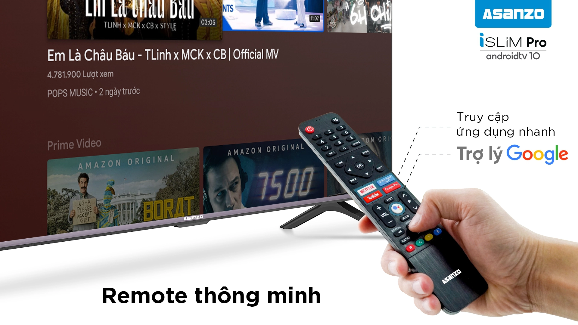 Smart Tivi Asanzo 4K Kính Cường Lực 55 Inch - 55AG800K