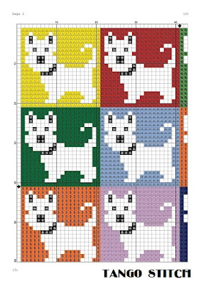 Puppy Pop Art cross stitch embroidery pattern