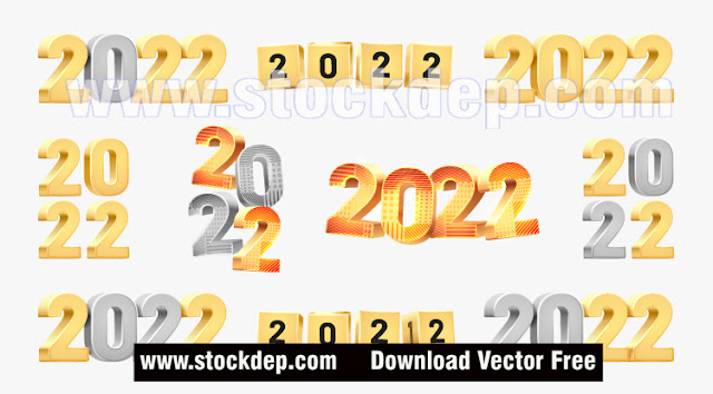 download vector bộ số 2022 3D