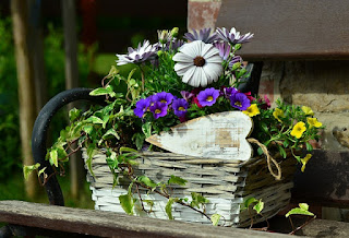 Flower basket with ivy