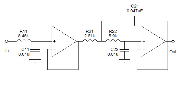 3rd butterworth low pass filter circuit diagram