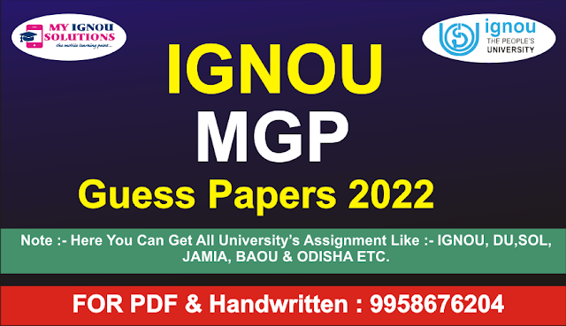 IGNOU MGP Guess Papers 2022