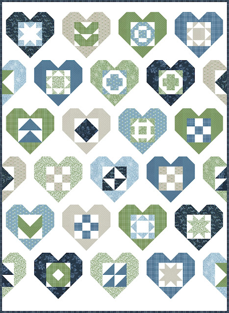 Wholehearted quilt pattern by A Bright Corner - a modern sampler heart quilt that uses fat quarters and has four size options