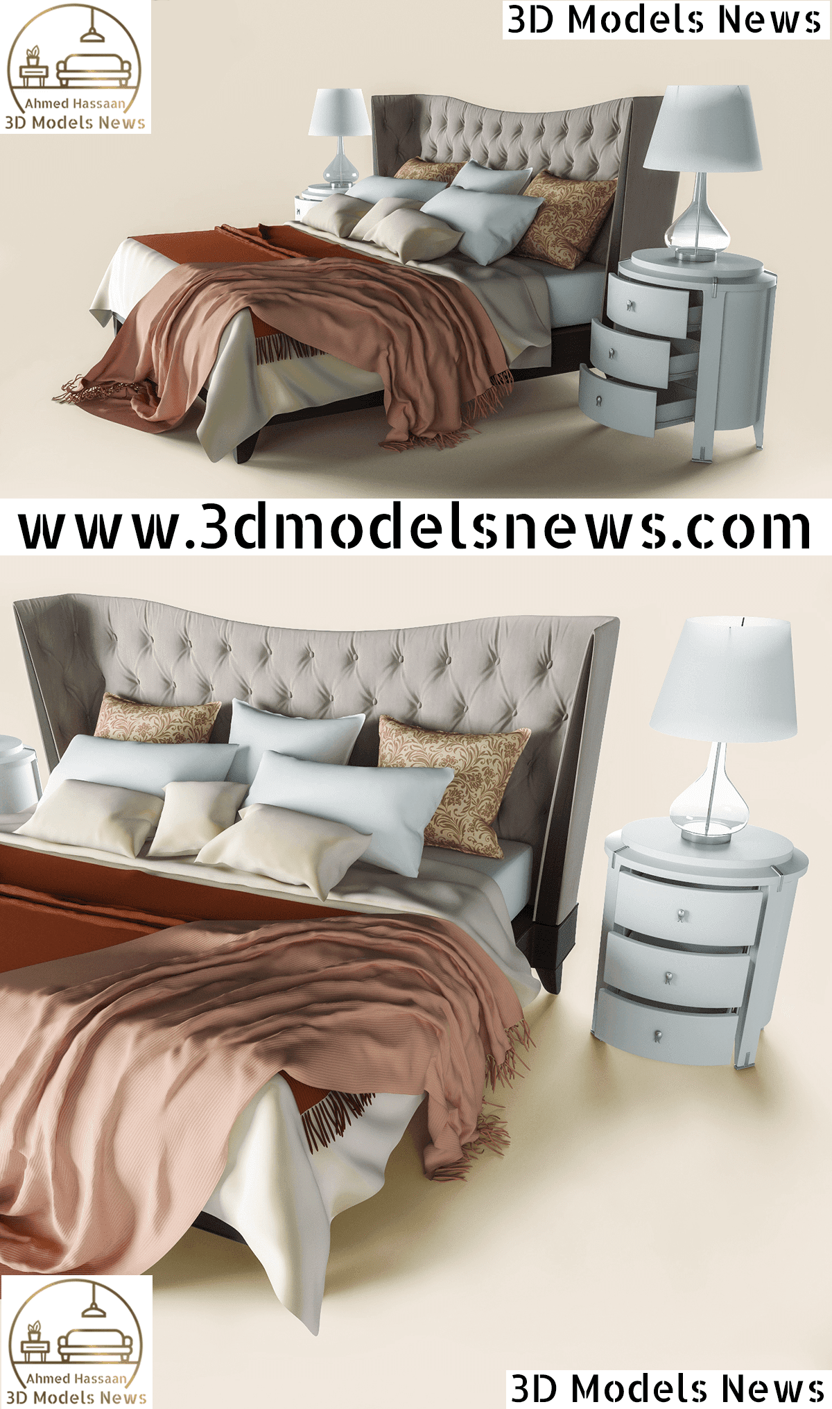 Bed model with bedside tables Fratelli Barri Mestre 1