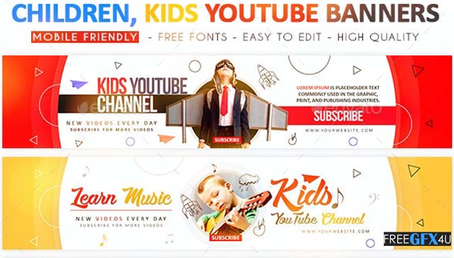 Kids YouTube PSD Banners
