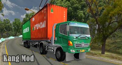 mod bussid truck hino 500 dual face trailer kontainer