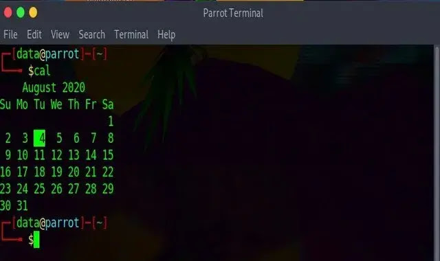 command cal in linux