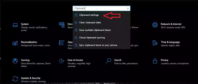 Search Clipboard Setting in Pc or Laptop