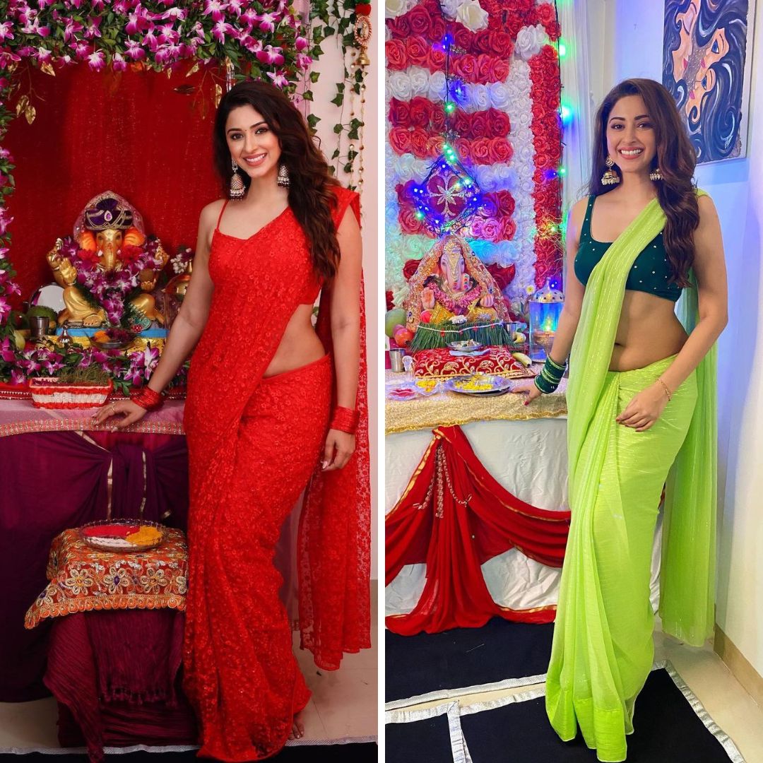 Eshanya Maheshwari's Saree Magic: 9 Ganesh Chaturthi Looks You Won't Believe!