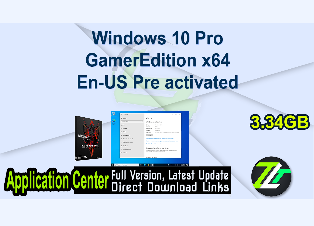 Windows 10 Pro GamerEdition x64 En-US Pre activated