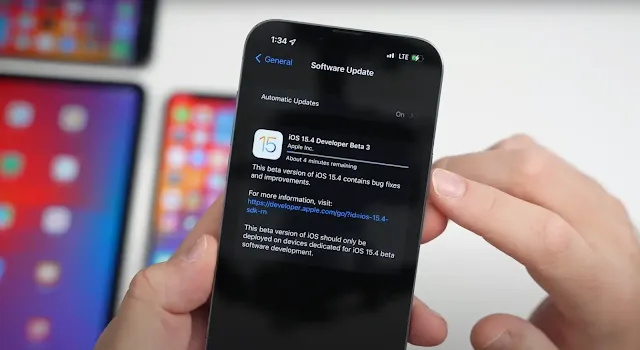 apple release iOS 15.4 Beta 3 for developers and this image shows that update