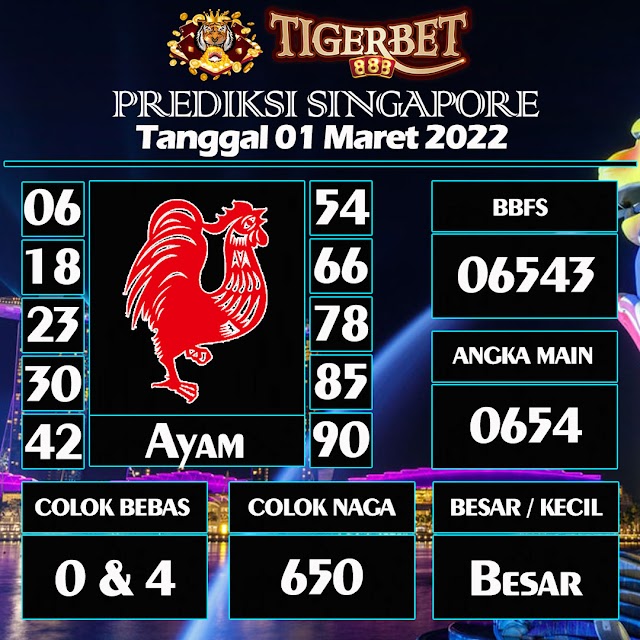 Prediksi Togel Singapore Tanggal 01 Maret 2022 Tigerbet888