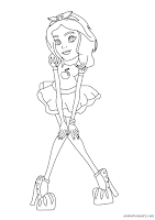 Snow White in today's fashion drees and shoes coloring page