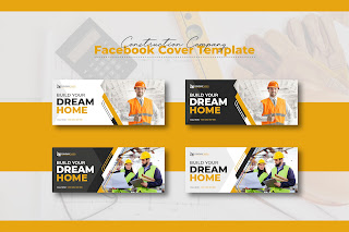 Construction Company or Construction Site Facebook Cover Template Design