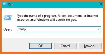 temp folder opening in run