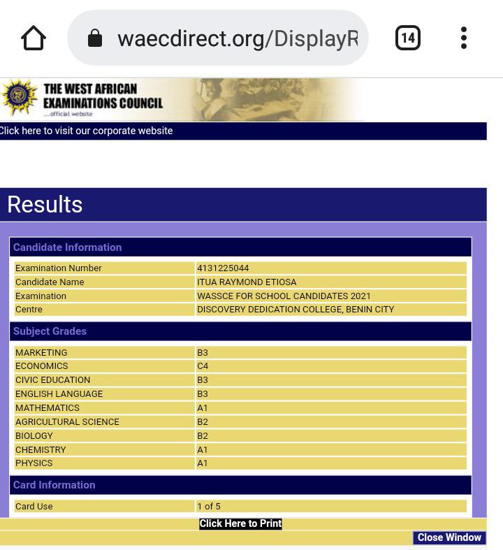 Man appreciates Nengi, Ninjas for sponsoring his WAEC exam, shows off result