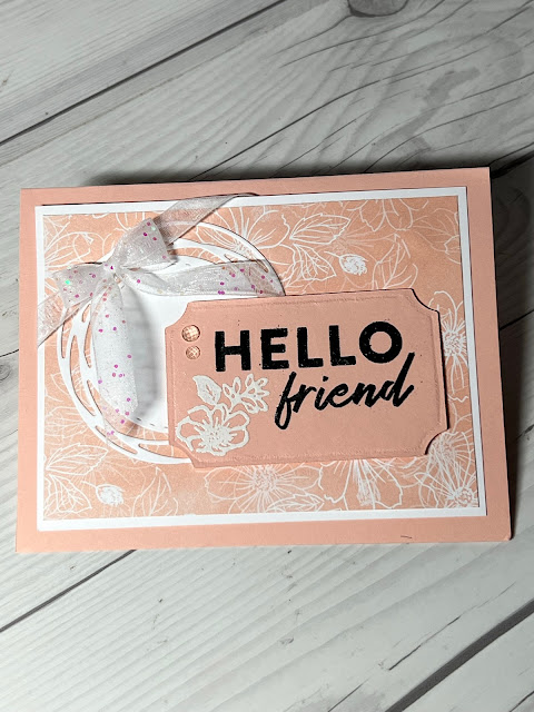 Floral handmade card with Helo friend sentiment