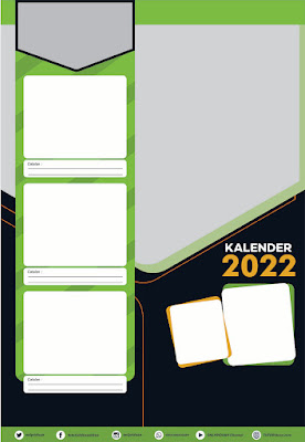 Contoh Template Desain Kalender Dinding 2022 Format 3 Bulan