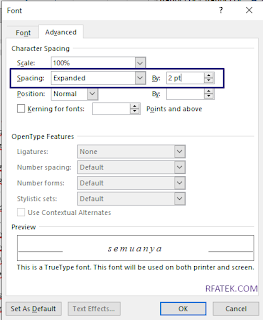 cara mengatur spasi di word