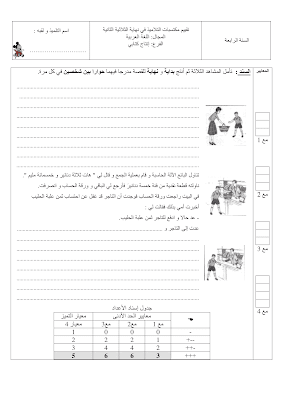 تحميل  تقييم انتاج كتابي سنة رابعة ابتدائي الثلاثي الثاني, امتحان انتاج كتابي سنة رابعة أساسي الثلاثي الثاني  pdf, تمارين انتاج كتابي سنة 4