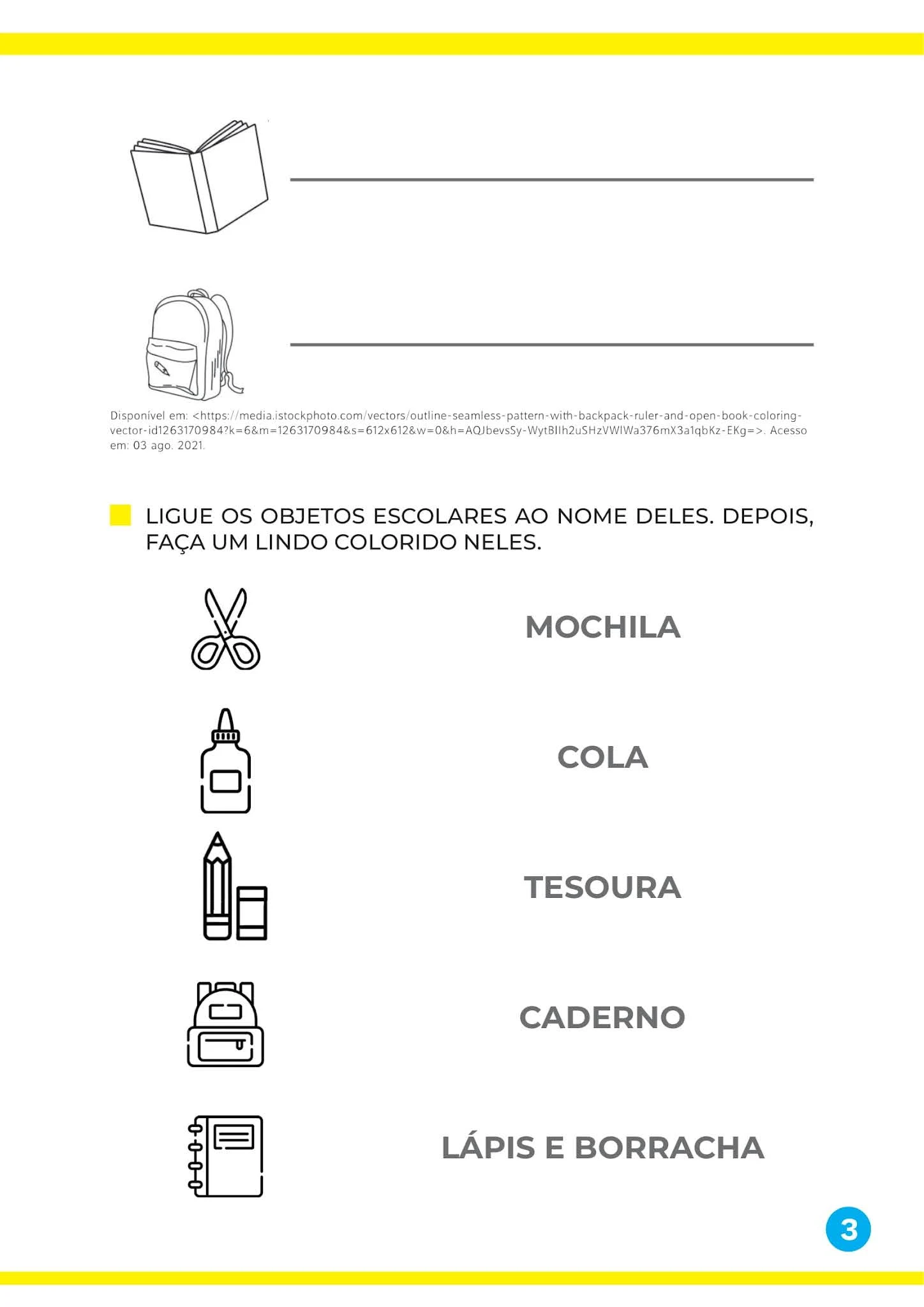 Atividade noções de quantidade, o dia do estudante e materiais escolar para imprimir