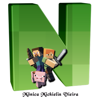 Abecedario Verde con Personajes de Minecraft.