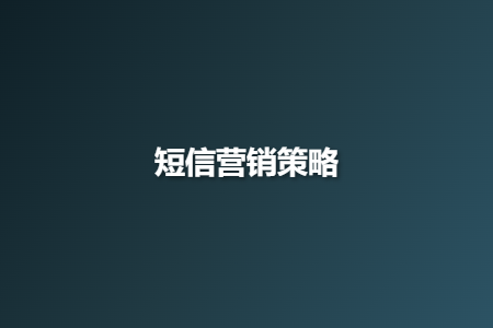 短信营销策略