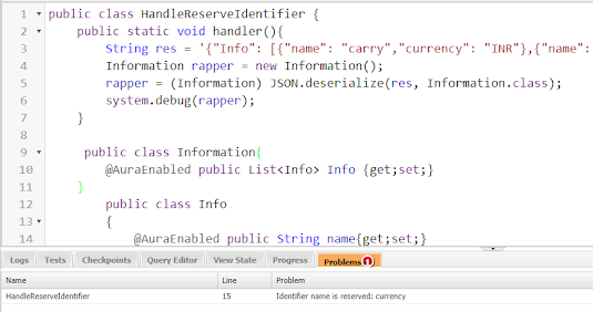 Handle Identifier name is reserved error in apex json response