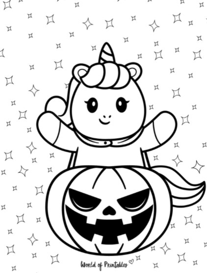 Halloween Unicorn Coloring Page Free Printable