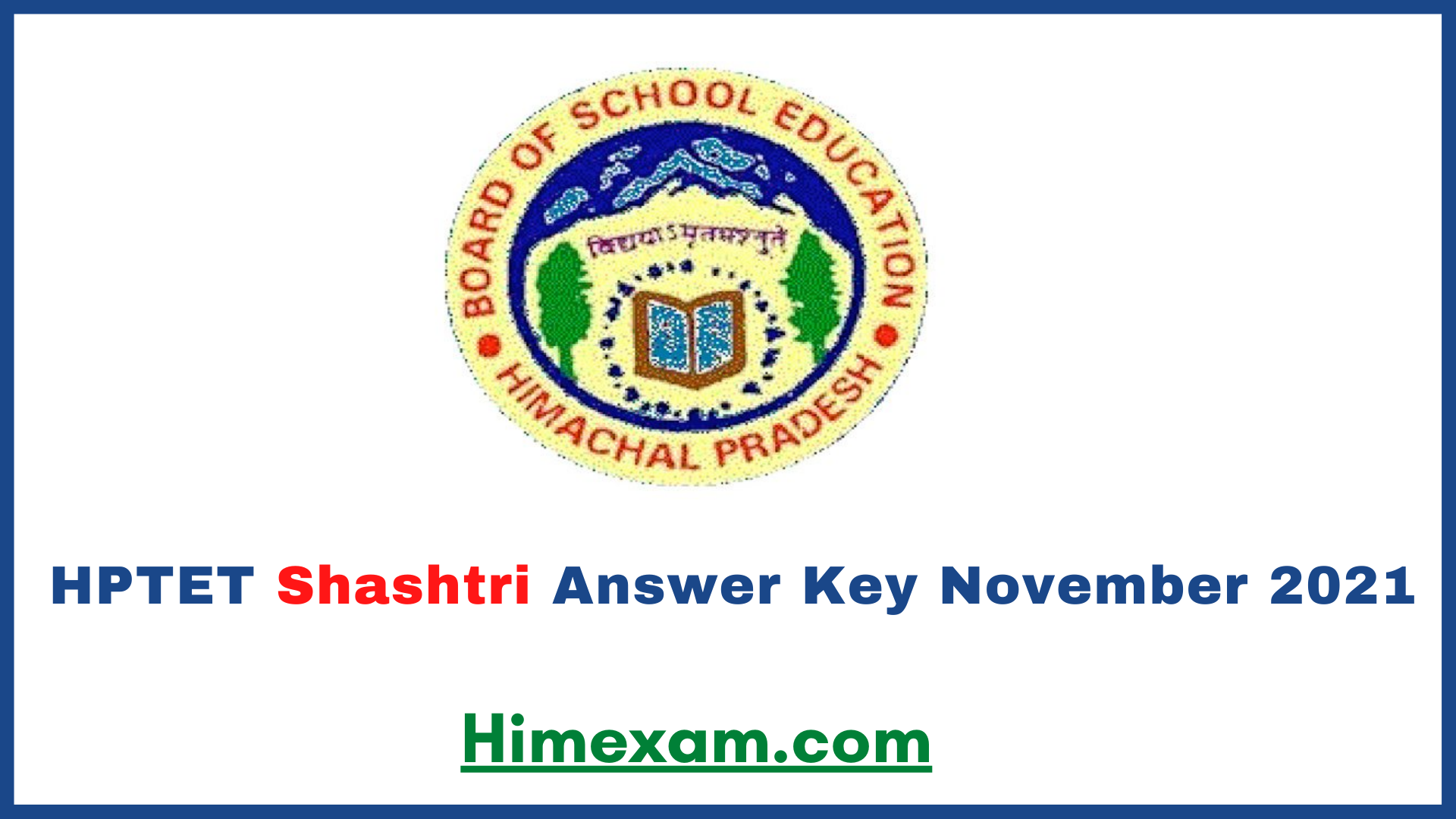 HPTET Shashtri Answer Key November 2021