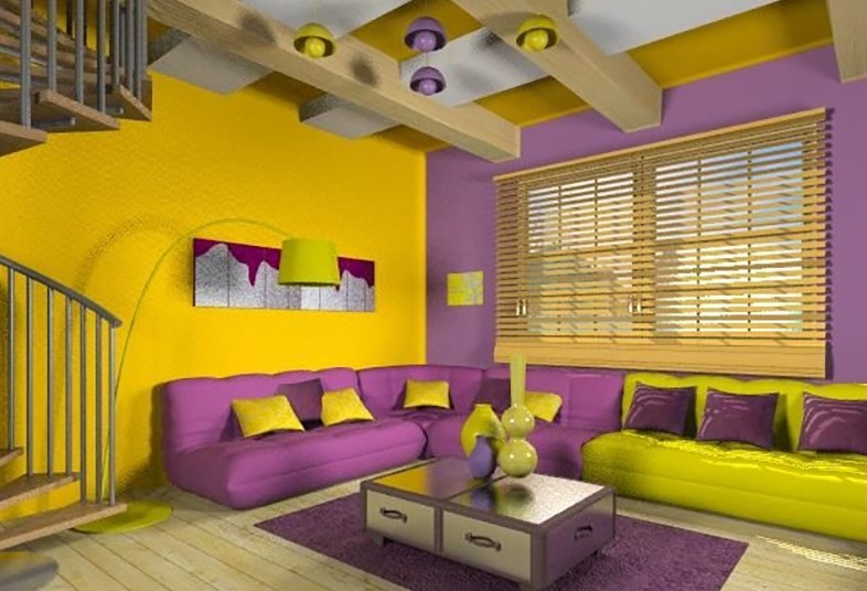 yellow colour combination for living room