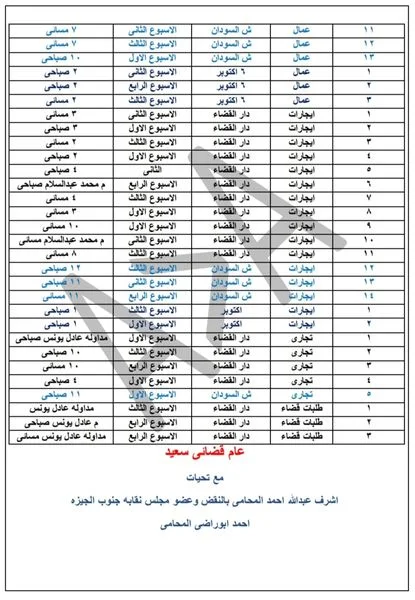 دوائر الاستئناف العالي  (مأمورية الجيزة وجنوب القاهرة) 2023