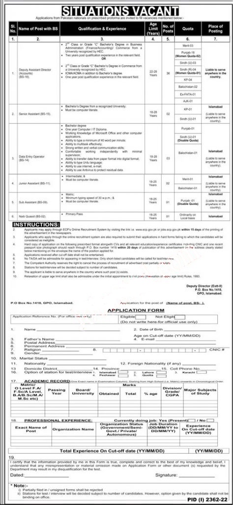 election-commission-of-pakistan-ecp-islamabad-jobs-2022
