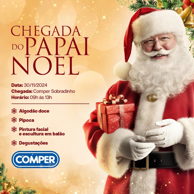 Chegada do Papai Noel marca início do Natal no Comper Sobradinho