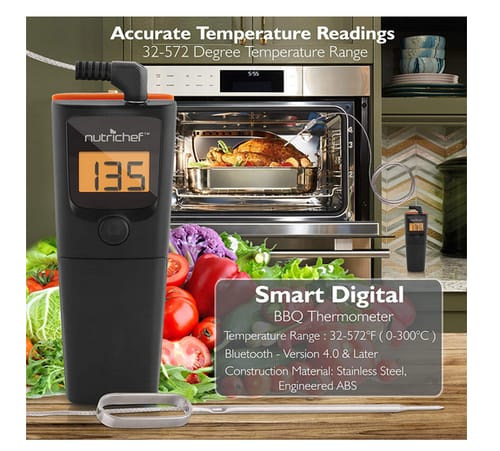 NutriChef PWIRBBQ90 Smart Bluetooth Meat Thermometer