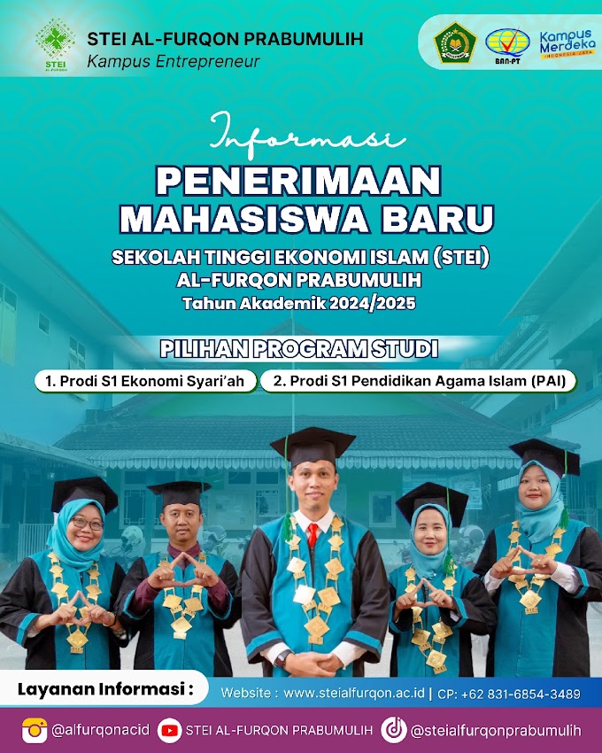 Assalamu'alaikum Warahmatullahi WabarakatuhTelah di buka❗Penerimaan Mahasiswa Baru *STEI AL-FURQON Prabumulih*Program Studi S1 Ekonomi Syariah (S.E) S1 Pendidikan Agama Islam (PAI) (S.Pd) Daftarkan diri anda segera. More Information : 0831-6854-3489@sman2prabumulih @smpn1prabumulih @sman7pbm @sman1prabumulih @sman3prabumulih @alfurqonacid#penerimaanmahasiswabaru #prabumulih_siruuu #prabumulihterkini #prabumulihhits #muaraenim #muaraenimupdate #muaraenimterkini