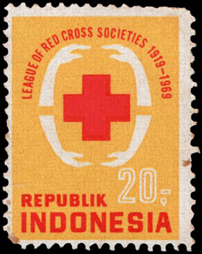 Indonesian Postage Stamp I-119 The 50th Anniversary of League of Red Cross Societies 20 rupiah 1969