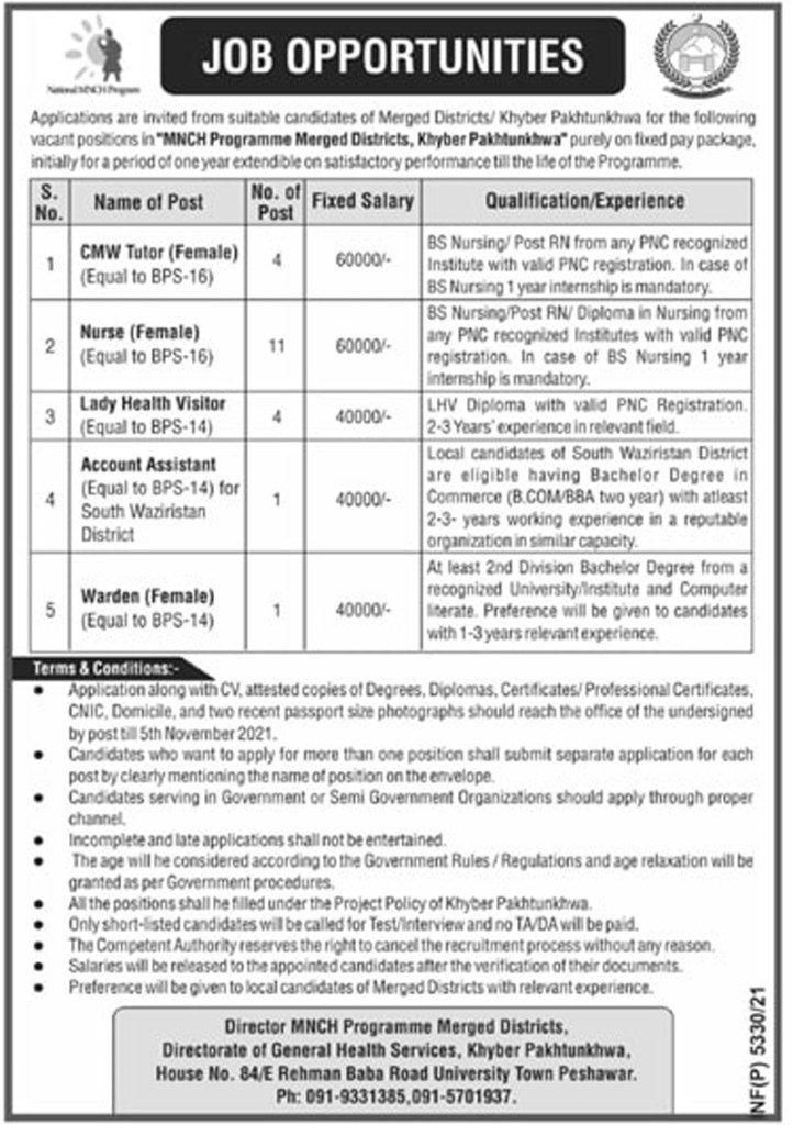 Health Department Khyber Pakhtunkhwa Jobs 2021 in Pakistan