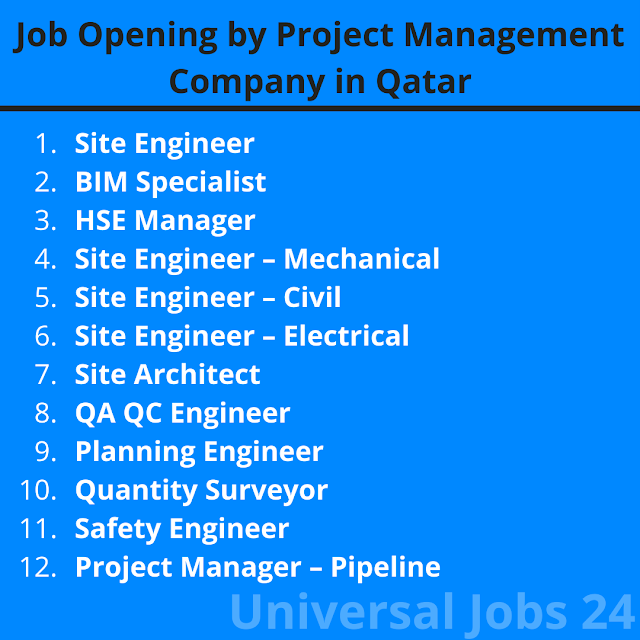Job Opening by Project Management Company in Qatar