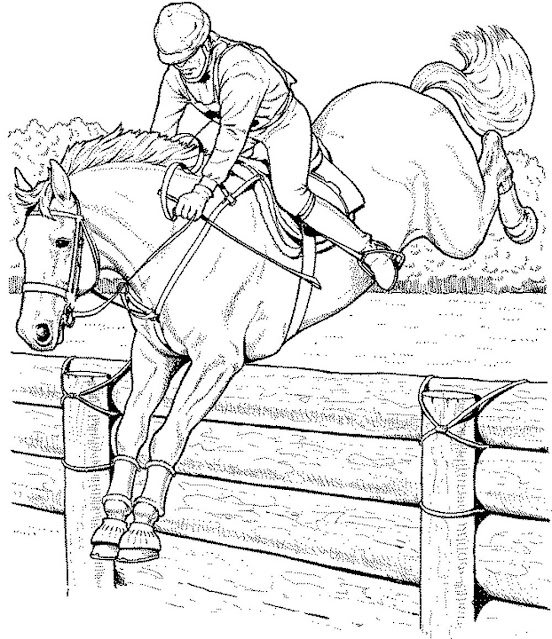 Horse show jumping coloring page