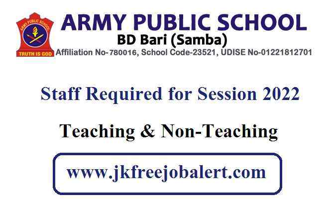 Army Public School BD BARI New Vacancy 2022 Out