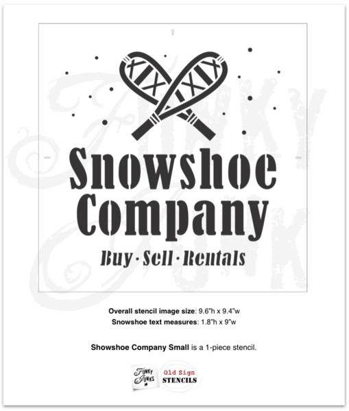 Photo of a snowshoe company stencil from Old Sign Stencils.