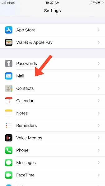 Select Mail Option
