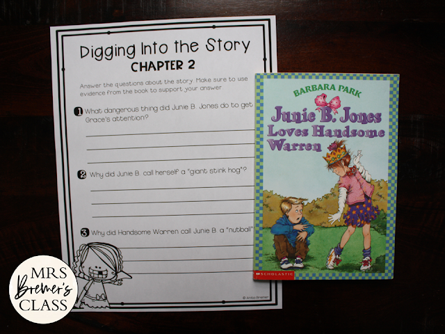 Junie B Jones Loves Handsome Warren book study activities literacy unit with Common Core aligned companion activities First Grade Second Grade