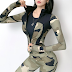 Women's camouflage long-sleeved yoga top with zipper fitness sports jacket
